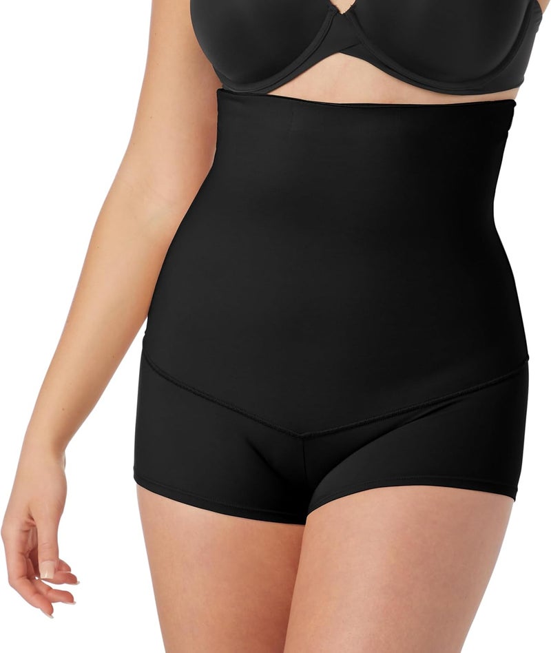 Maidenform Flexees Women's Shapewear Minimizing Hi-Waist Boyshort in Black, Size Small - Image 1